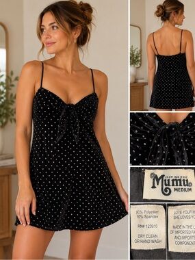 Show Me Your Mumu Constance Black Velvet Studded Mini Dress M